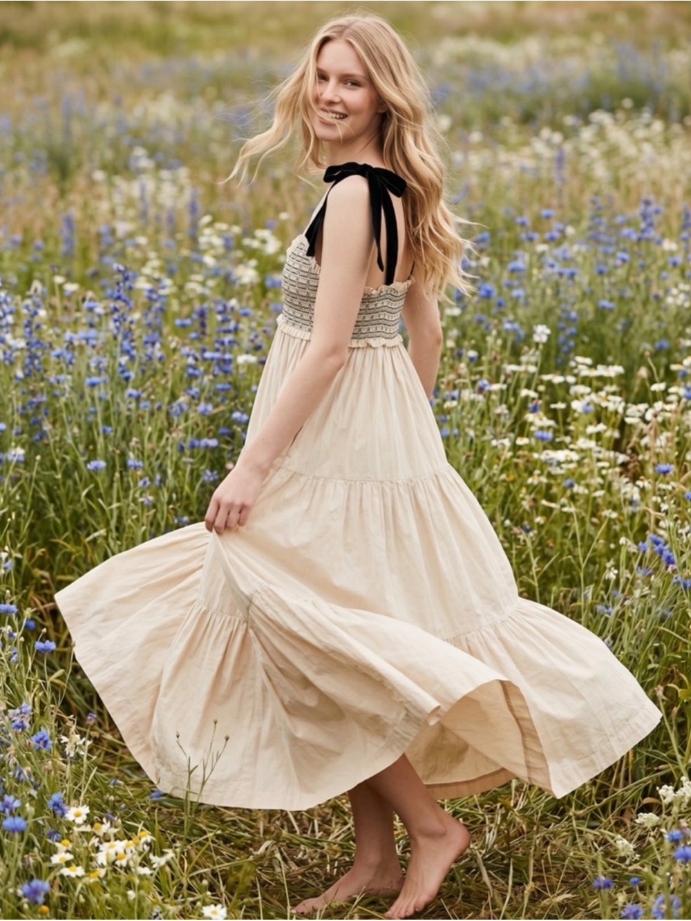 Free People Blue Bell Maxi Dress Size Medium - Picture 3 of 13
